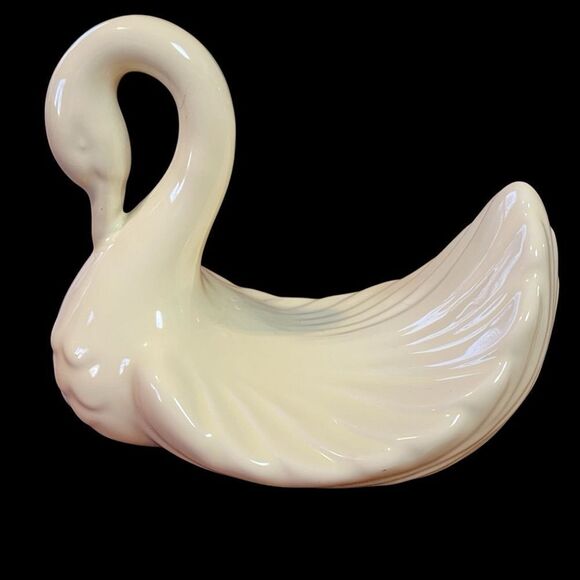 Vintage 80’s Andre Richard Japan Ceramic Swan Hand Towel Holder Soap Dish Cream - Picture 1 of 14